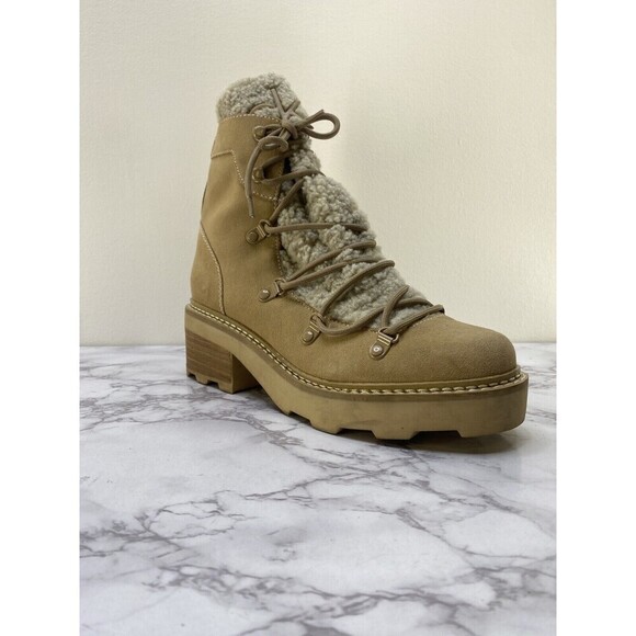 Calvin Klein Alaina Faux Shearling Boot in Light Natural Suede sz 8 - Picture 4 of 10